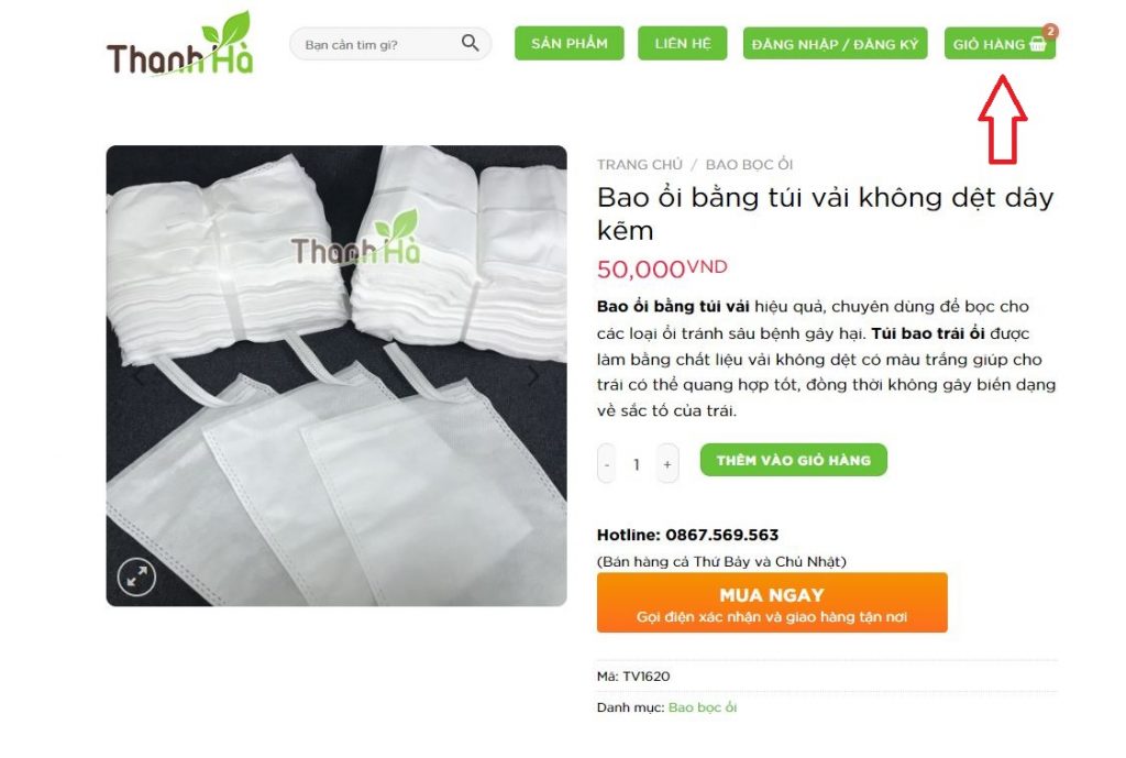 (Bước 2: Nhấn vào “GIỎ HÀNG” để xem lại các sản phẩm đã chọn)